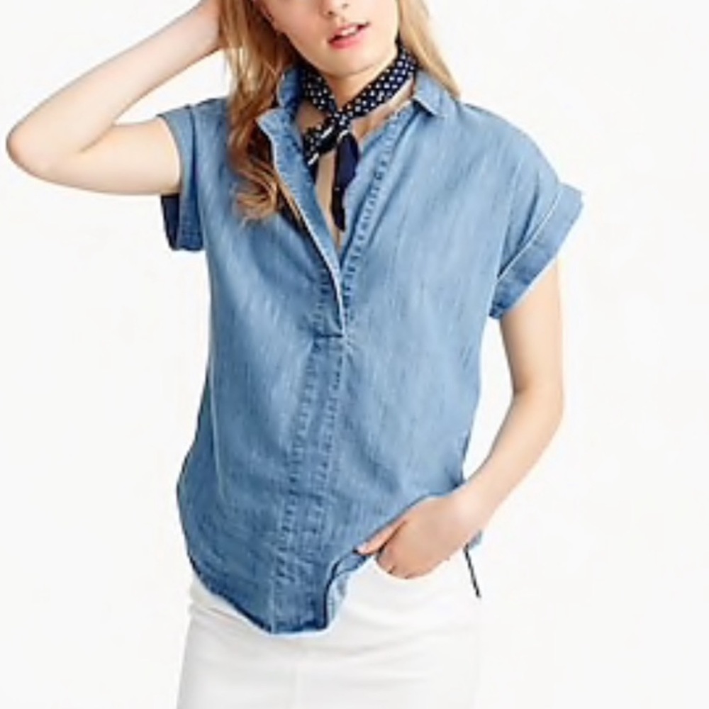 J. Crew Popover Chambray Denim Shirt